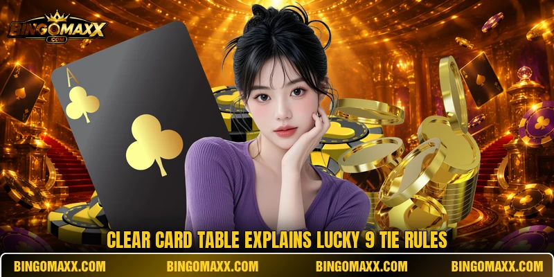 Clear card table explains lucky 9 tie rules